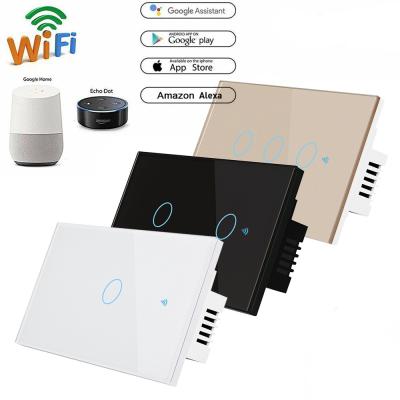 China Wi-Fi products 2.4GHz Smart 1/2/3 strip glass panel touch switch De mini peeled wifi touble wireless smart switches apagador for sale