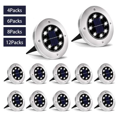 China Garden Smart Lawn Patio Led Solar Powered Stainless Steel Disc Ground Light , 8 Green Powered Outdoor Led Solar Garden Light for sale