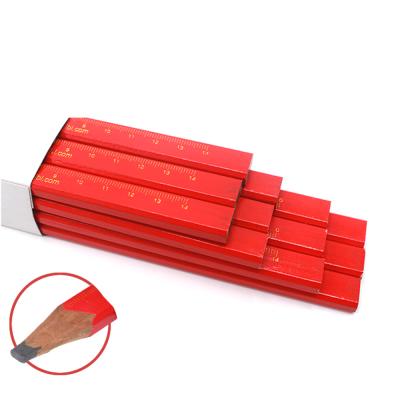 China Joiners Woodworking Craft Graphite 5pcs Wooden Constructor DIY Pencils Thick Core Flattened Mark Custom Pen Office Stationery for sale