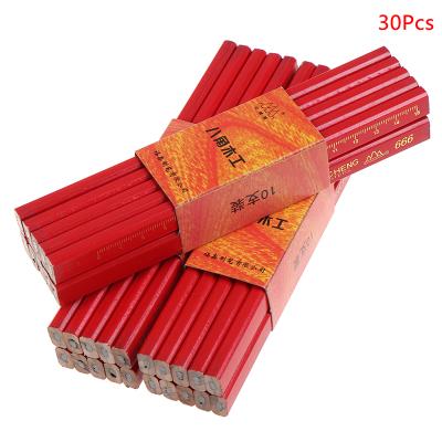 China 1/30Pcs Wooden Carpenters Pencil For DIY Builder Joiners Woodworking Black Thick Core Flattened Mark Pencil Carpenter Woodworking Tool for sale