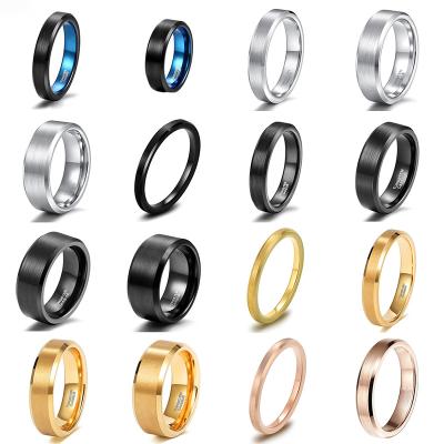 China Quality Competitive Price Rings Wholesale 2023 Titanium Tungsten Supplier Low Price Brushed Wedding Band Men Rose Gold Tungsten Carbide Black Gold Rings for sale