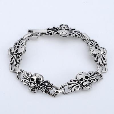 China Cheap Price Punk Skull Punks Iced Out Cuban Link Bracelet Mens Womens Hip Hop Jewelry for sale