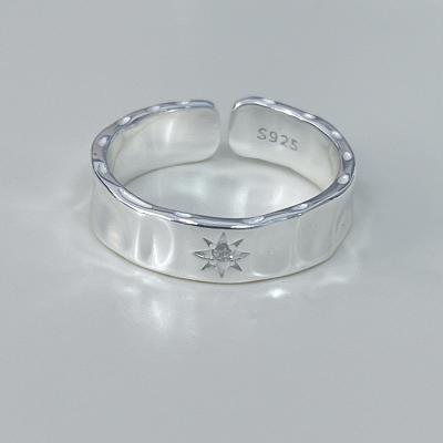 China Fashion s925 Sterling Vintage Irregular Star Design Ins Open Ring Couples Ring Silver Men And Women for sale