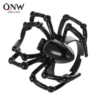 China Hot Selling Halloween Artificial Spider Ring Props Rings Trick Spooky Toy Gothic Festival Props for sale