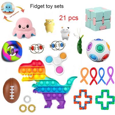 China For Anti Strain Toys/Fidgety Person/Sensory Toys Most Pop Pop Bubble Anti Strain Dinosaur Rainbow Bouncy Sensory Toys Set For Kids for sale