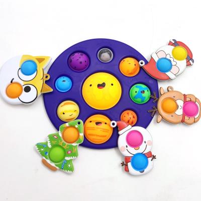 China Education Toys / Stir Toys / For Relieve Stress Christmas Series Stirring Person Toys 2 Finger Single Dimple Bubble Key Chain For Children for sale