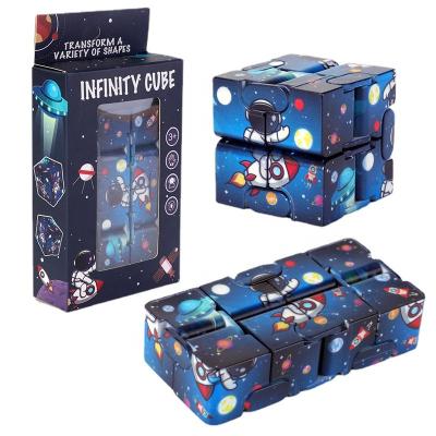 China Cartoon Toy New Design Sensory Fidget Toys Anti Astronaut Printing Flip Infinity Cube For Effort Adults And Children for sale