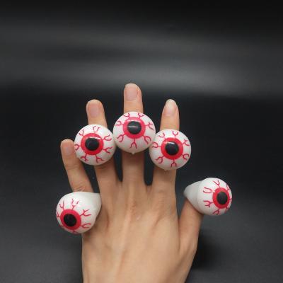 China New Promotion TPR Toys Eye Blinking Ball Rings Halloween Soft TPR Plastic Toys Ring With Light for sale