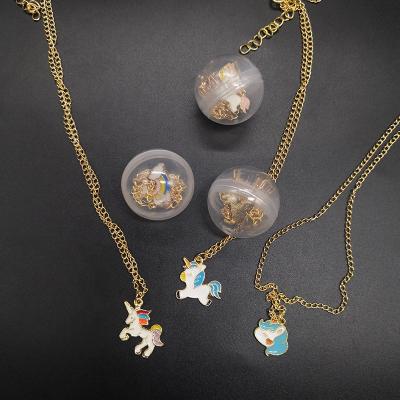 China Capsule Toys/Kids Toy/Wholesale Cute Unicorn Necklace Toys For Bath Matel Material Toys Bath Bomb Bomb for sale