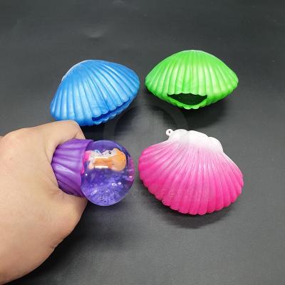 China Wholesale Plastic TPR Sea Animals Exhale Toys For Kids TPR Water Ball With Mermaid Shells Play for sale