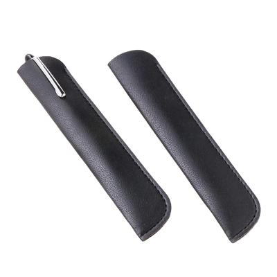 China Wholesale New Simple Design Universal Black PU Pencil Case Leather Case With Custom Logo for sale