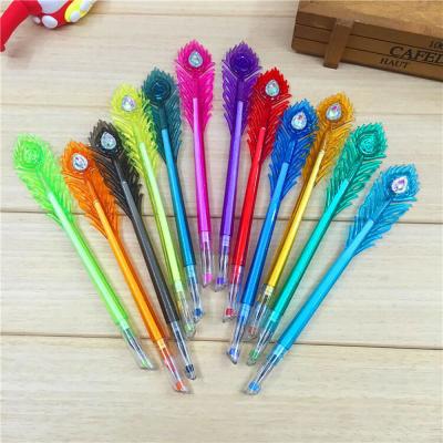 China office & Unique School Pen Feather Design Diamond Gel Pen Set Feather Pen 12 Color by Logo Available Customized Set for sale