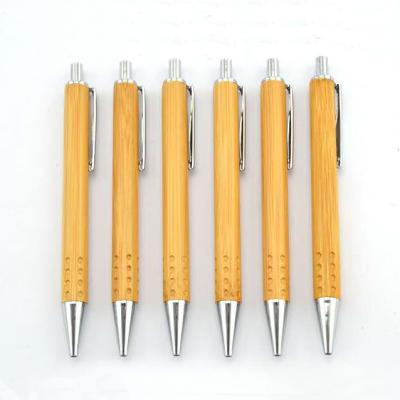 China Promotional Ballpen Wholesale Length Marking Personalized Customized Pen Environmental Protection Bamboo Ball Pen for sale