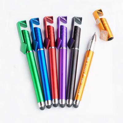 China Eco Friendly 2 in 1 Multifunctional Promotional Custom Logo Plastic Pen with Phone Holder Plastic Ball Pen for sale