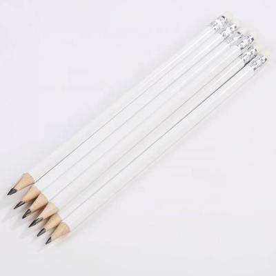 China Promotional Pencil White Round Body With Rubber Smudge Hotel Pencil Custom Logo Can Be Customized HB Pencil for sale