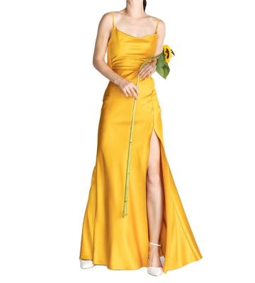 China 2022 spring/summer anti-static satin dress elegant spaghetti straps birthday party ball gown for sale