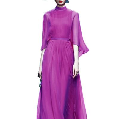 China Beautiful Anti-Static Fall Chiffon High Quality Purple Floor Length Dress For Daily Parties for sale