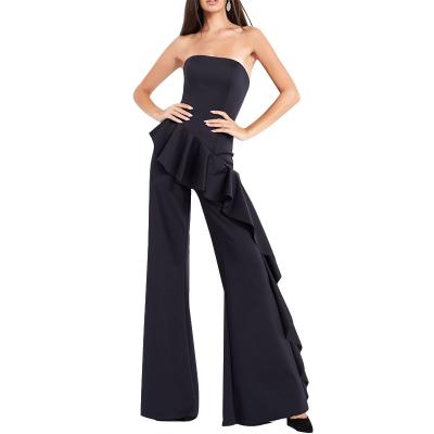 China QUICK DRY Plus Size Cascading Strapless Ruffles Long Bell Bottoms Pants Overalls For Women for sale