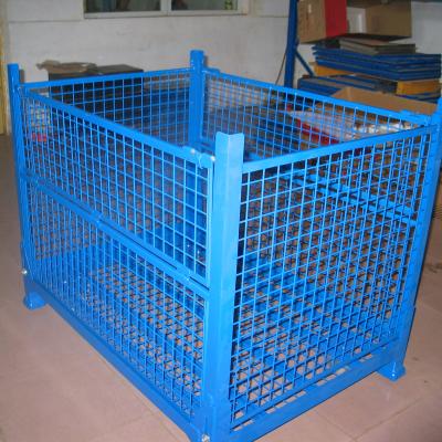 China Heavy Duty Corrosion Protection Removable Collapsible Metal Bulk Wire Mesh Rigid Storage Stacking Cage Containers for sale