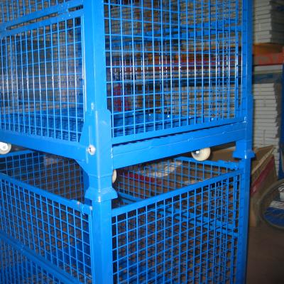 China Warehouse Storage 1000kg Per Metal Piece Stackable And Foldable Loading Capacity Wire Mesh Contain for sale