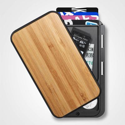 China Credit Card Customize Rfid Blocking Super Thin Wooden Credit Card Holder Card Box Luxury Gift for sale