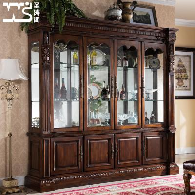 China Factory Direct Sale Classic Hand-carved Flower Cabinet Vintage Metal Wooden Wine Cabinet Luxury Furniture In Living Sets for sale