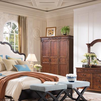 China Factory direct luxury classic wooden wardrobe vintage metal wooden wardrobe direct for bedroom elite room for sale