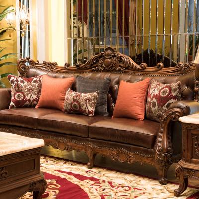 China Factory Sale Wooden Sofa Couch Set Comfortable Royal Sofa Durable Sofa With Genuine Leather Direct Leather Convertible for sale