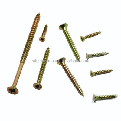 China Zinc Gold Wood Screw Double Pan Factory Price Color Head Drive Countersunk Chipboard Torx Screw for sale