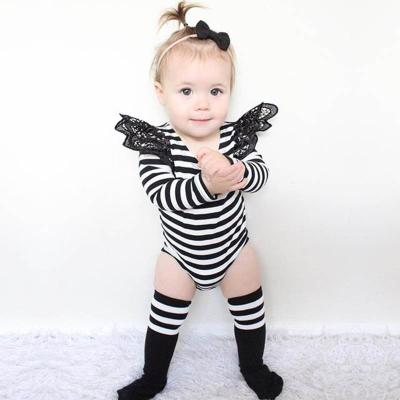 China Baby Kids Cotton Customized LOGO Lace Flight Sleeve Cotton One Piece Hooded Zipper Rising Jumpsuit HY2231 for sale