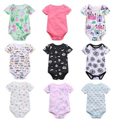 China Cotton Customized LOGO Hot Sale Baby Romper Summer One Piece Short Sleeve Wholesale Q0017 for sale