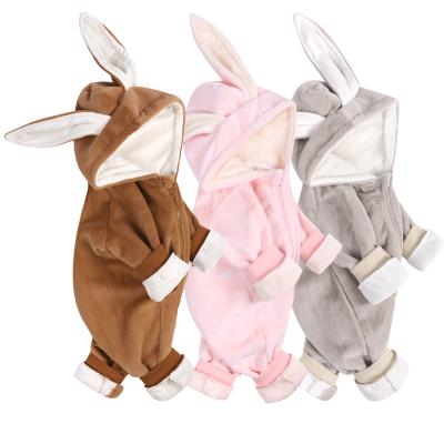 China Cotton Customized Big Ear LOGO Baby Children Rabbit Zipper Hooded One Piece Cotton Climbing Romper Climbing Costume HY20011 for sale