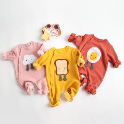 China Cotton Customized LOGOHet Sale Baby Clothes Cherry Print Baby Winter Clothes One-Piece Fleece Thickened Newborn Baby Romper BRW59 for sale