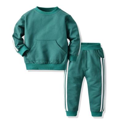 China Baby Zipper Jacket Sweater Striped Sports Suit 823 Anti-Static Customized LOGO Children's Clothing Two-piece Suit for sale