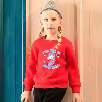 China Anti-pilling LOGO Children's girl wear customized 2021 fall/winter clothes brand round neck loose children's long sleeve T-shirt girl top 10 for sale