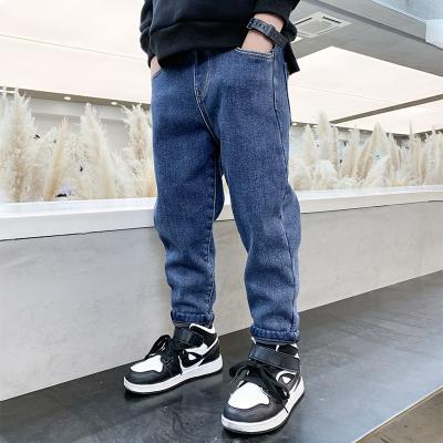 China 2021 Winter New Customized LOGO Boys Plus Fleece Jeans Warm Pants Children's Pants for sale