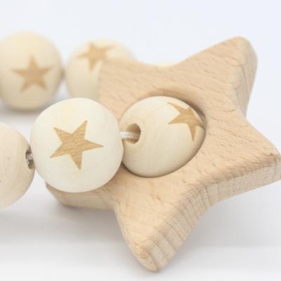 China Baby Chew Beads Wooden Teether Bracelet Toys Wooden Teether Ring for sale