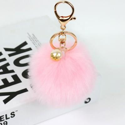 China Faux Fox Fur Pompom Keychain Purse Keychain Faux Rabbit Fur Ball Key Chain Eco-Friendly Colorful Soft Fluffy Ball Pendant for sale