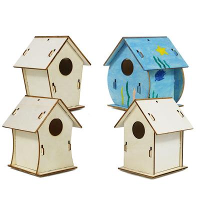 China Wooden Bird Room Painting DIY Art Craft Wood Toys 3D Teaching Tools for Kid Children Education for sale