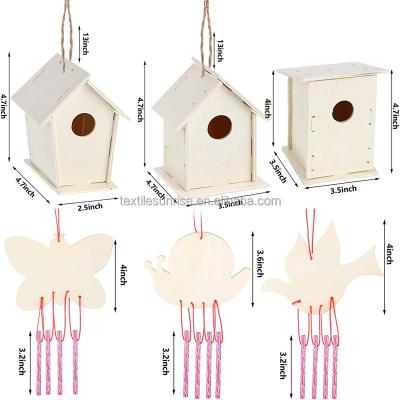 China Teaching Tools New Wooden Building and Craft Painting Wind Chime Kit Kids Activities Crafts Hanging Set for Children Learning and School Teaching for sale