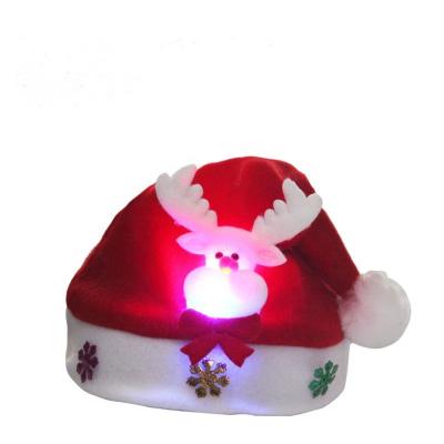 China Christmas Lighting Santa LED Lighting Hats New Year Decoration Noel Felt Santa Hat With Light for sale