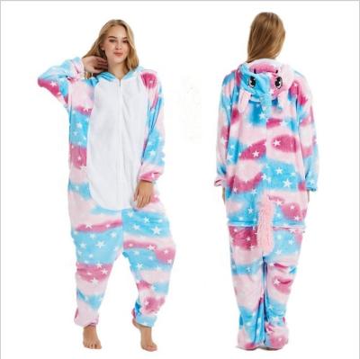 China Uniocrn Adult Galaxy Pajamas Thermal Suit Onesie Flannel Pajamas Animal Sleepwear for sale