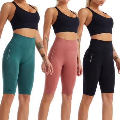 China Wholesale Custom Logo High Waist Seamless Breathable Yoga Shorts Running Gym Wear Biker Shorts High Elastic Waist Fitness Wear Tights for sale