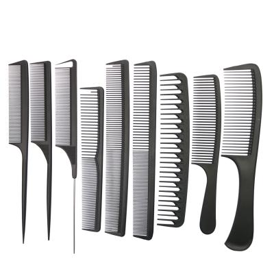 China home & Anti-static Comb Multi-design Carbon Fiber Teeth Salon Plastic Carbon Hair Comb Set For Professional Hair Cutting for sale