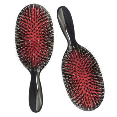 China Cushion Private Label Oval Shape Plastic Natural Paddle Hair Brush Boar Bristle Hair Extension Brush for Women, Men and Kids for sale