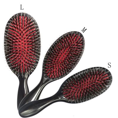 China Dampen Logo Hot Sale Natural Bristle Hair Wig Brush Air Cushion Hair Extension Paddle Private Brush For Wig Hair for sale