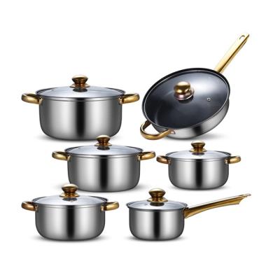 China Viable Chinese Factory Direct Stainless Steel 12Pcs Cookware Sets Non Stick Cookware Set For Baking for sale