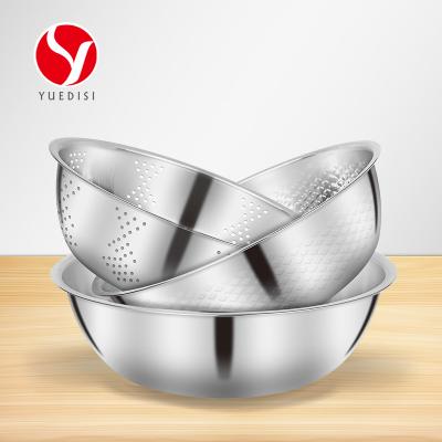 China Factory Wholesale 3PCS Sustainable Basin Fruit Basket Rice Washing Sieve Vegetable Wash For Kitchen for sale