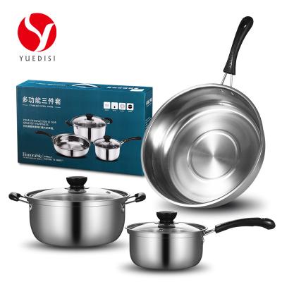 China Viable Manufacturers Wholesale 5PCS 410 Stainless Steel Cookware Set Soup Pot and Milk Pot for sale