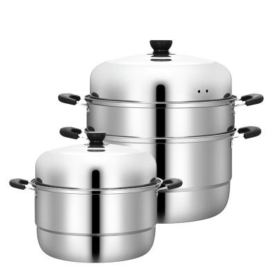 China Sustainable 28CM 304 Stainless Steel Steamer Pot 3 Layers Stainless Steel Steamer Pot For Cooking for sale